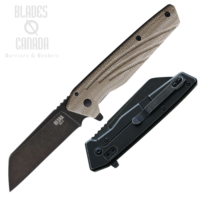 OKC Besra Flipper Framelock Knife, AUS 8, Micarta/Stainless, 9000