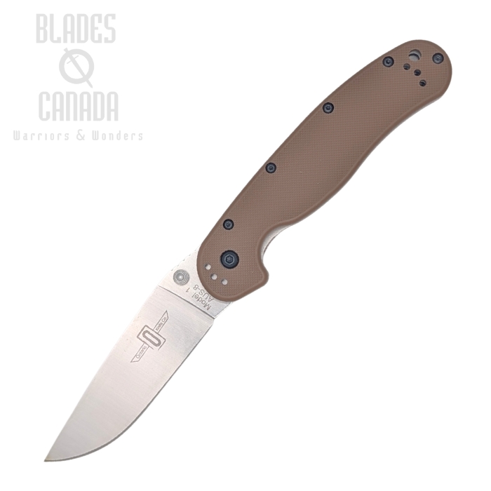 (image for) OKC Rat 1 Folding Knife, AUS 8 Plain Edge, Coyote Brown Handle, 8848CB