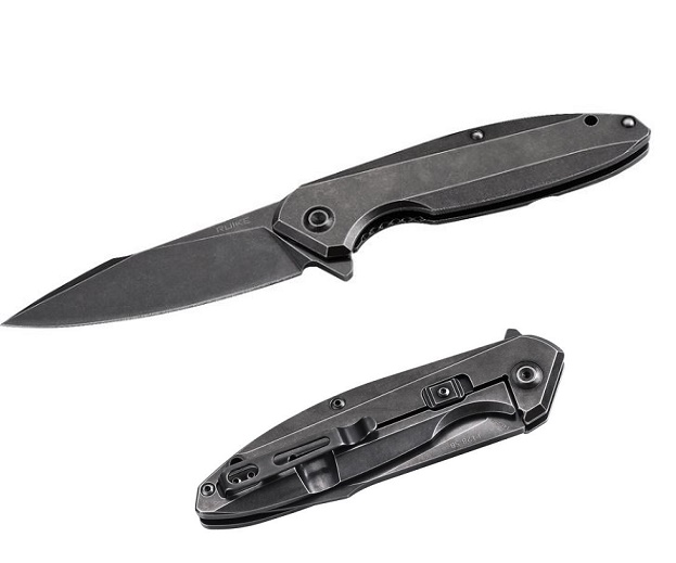 Ruike P128SB Flipper Framelock Knife, 14C28N Sandvik, G10 Black