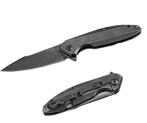 Ruike P128-SB Flipper Framelock Knife, 14C28N Sandvik, G10 Black, P128SB