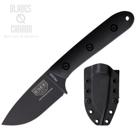 Esee Pacaya Fixed Blade Knife, CPM 3V Black, Micarta Black, PACAYA3V-B