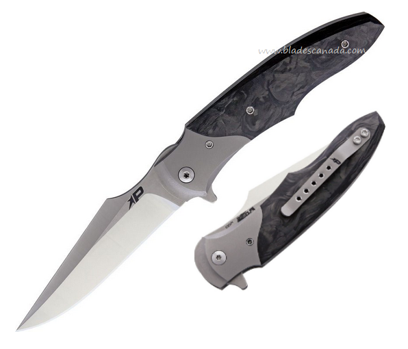 Patriot Bladewerx Flipper Folding Knife, S35VN Satin/SW, Marbled Carbon Fiber, PB955MCF