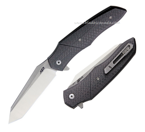 Patriot Bladewerx Ambassador Flipper Folding Knife, S35VN Satin/SW, Checkered Carbon Fiber, PB970CF