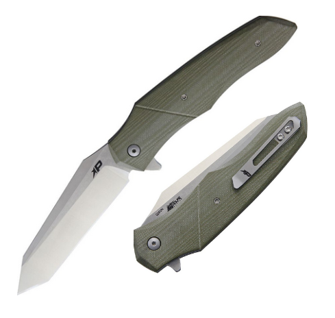 Patriot Bladewerx Ambassador Flipper Folding Knife, S35VN Satin/SW, G10 OD Green, PB970OD