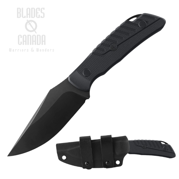 (image for) Petrified Fish Barracuda Fixed Blade Knife, N690 Black SW, G10 Black, Kydex Sheath, PFP16DDW