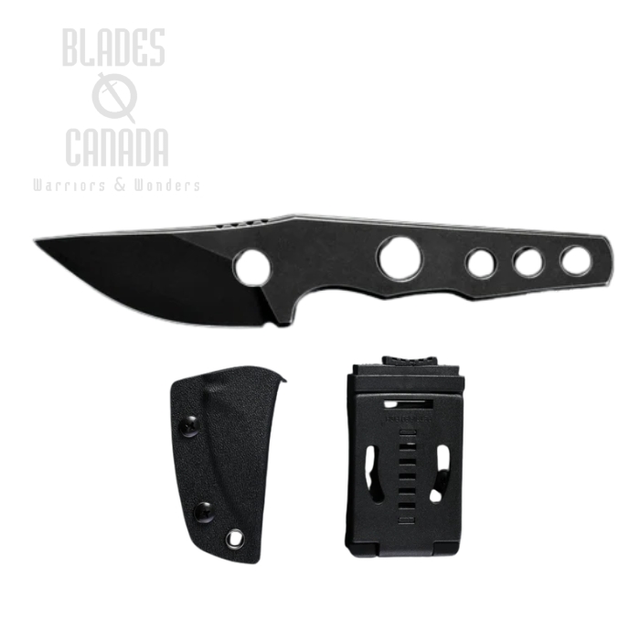 (image for) Petrified Fish Bison Fixed Blade Skeleton Knife, 14C28N Black SW, Kydex Sheath, PFE13DW