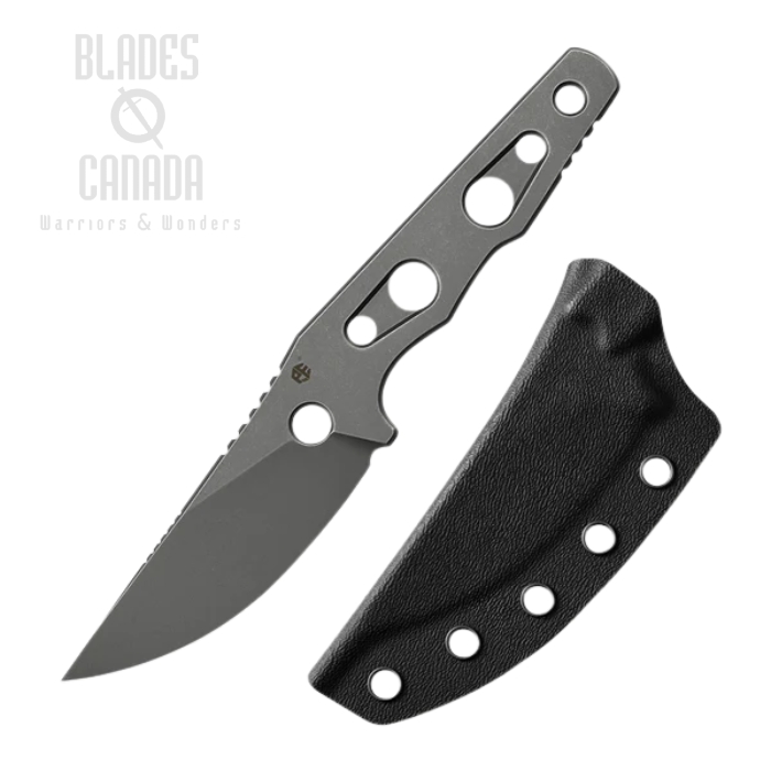 (image for) Petrified Fish Bison L Fixed Blade Skeleton Knife, N690 Gray Stonewash, Steel Handle, Kydex Sheath, PFE18GAWK