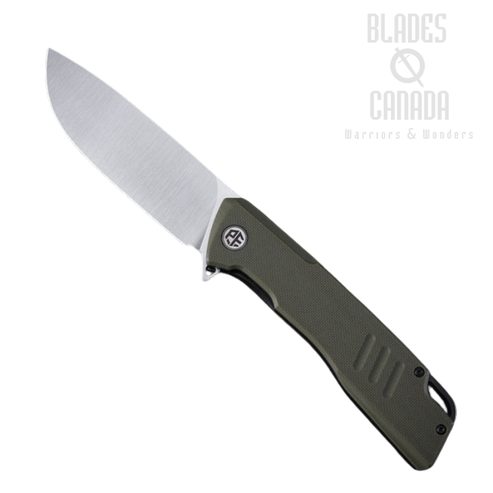 Petrified Fish Loco Flipper Folding Knife, D2 Satin, G10 Green, PFB02GRS