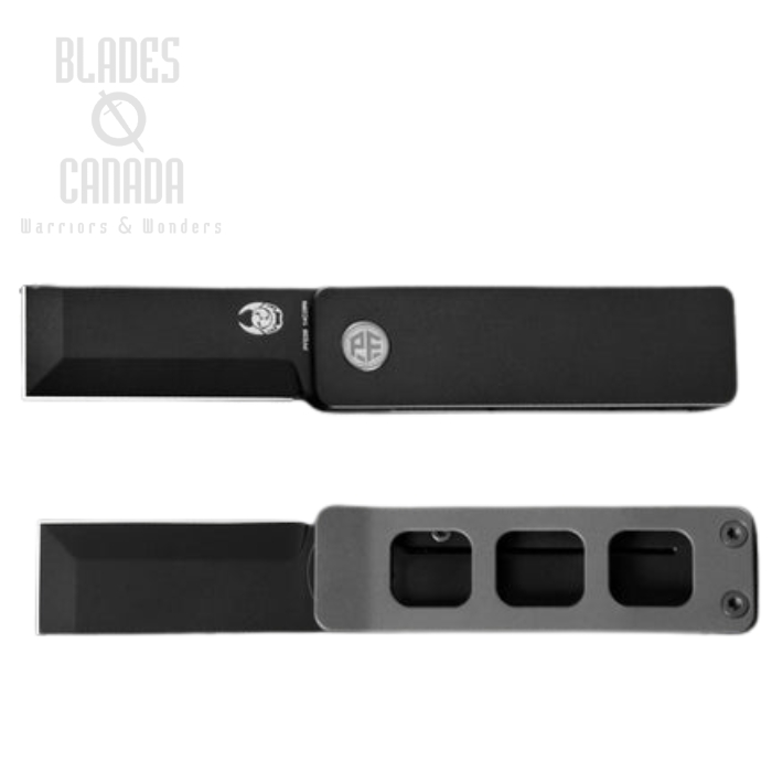 Petrified Fish Cash Front Flipper Framelock Knife, 14C28N Black, Titanium Black, PFE09D