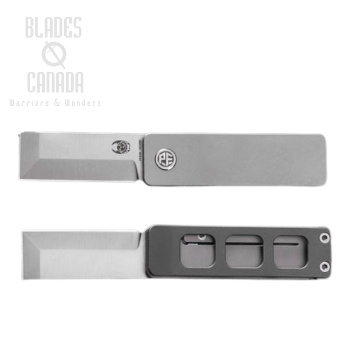 Petrified Fish Cash Front Flipper Framelock Knife, 14C28N Satin, Titanium Gray, PFE09GAS