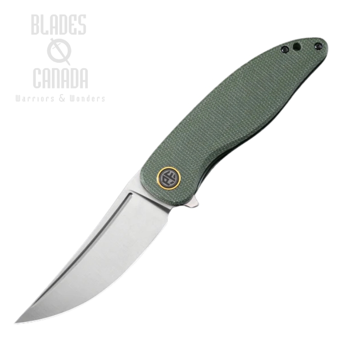 Petrified Fish Simum Flipper Folding Knife, K110 Satin, Micarta Green, PFP06GRMS
