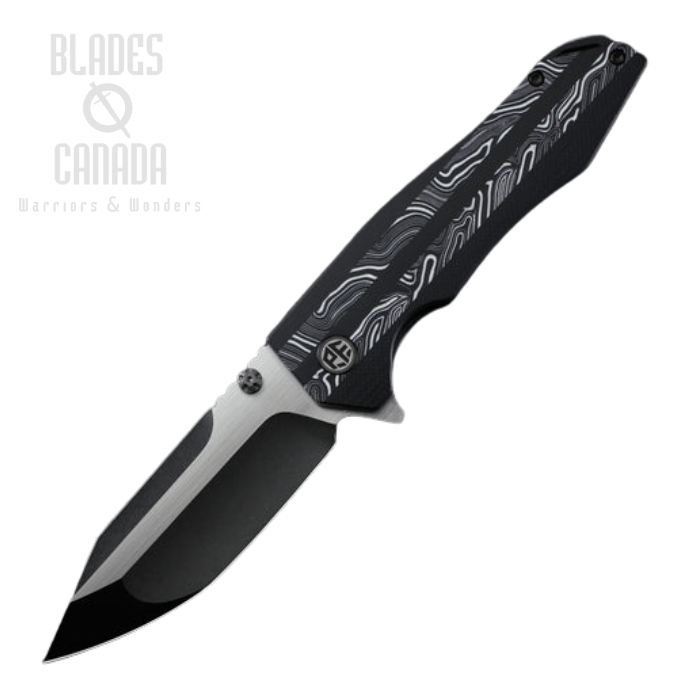 Petrified Fish Mocado Flipper Folding Knife, K110 Two-Tone, Gmascus White/Black, PFP08WDMDW