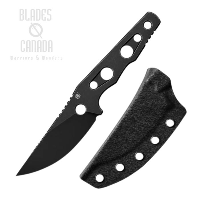 (image for) Petrified Fish Bison L Fixed Blade Skeleton Knife, N690 Black Stonewash, Steel Handle, Kydex Sheath, PFE18DWK