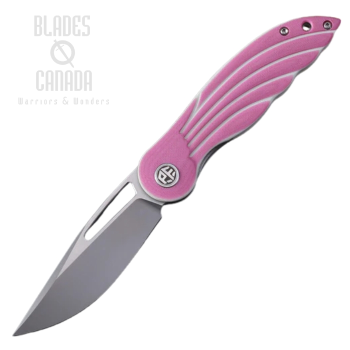 (image for) Petrified Fish Nightingale Flipper Folding Knife, 14C28N Sandblasted, G10 Pink, PFE06PKP
