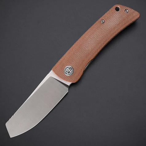 Petrified Fish Flavorist Flipper Folding Knife, K110 Satin, Micarta Brown, E05BRMP