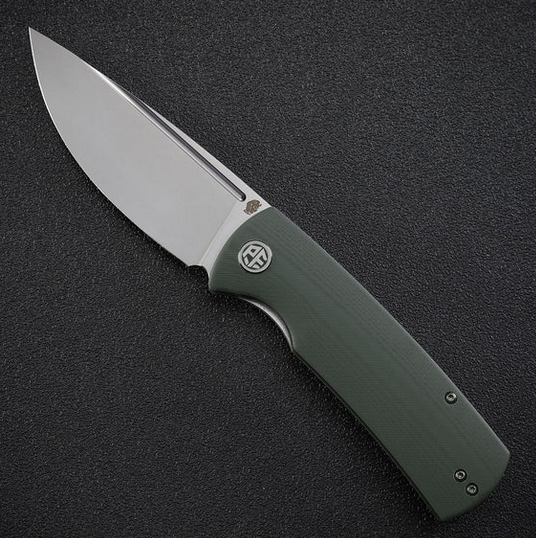 Petrified Fish Beluga Flipper Folding Knife, K110, G10 Green, P01GR