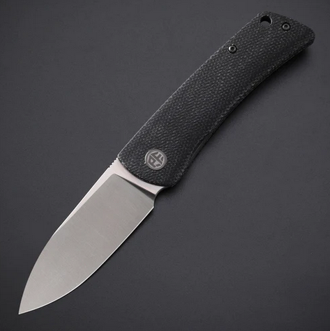 Petrified Fish Flavorist Flipper Folding Knife, K110 Satin, Micarta Black, E05SDMS