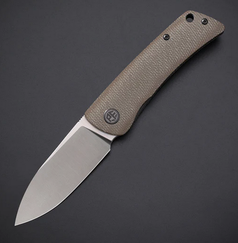 Petrified Fish Flavorist Folding Knife, K110 Satin, Micarta Khaki, E05SKMS