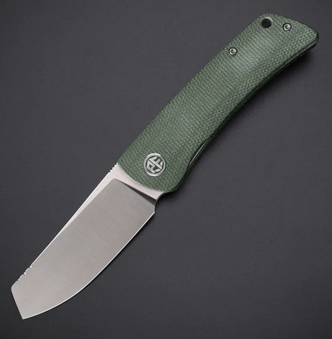 Petrified Fish Flavorist Flipper Folding Knife, K110 Satin, Micarta Green, E05GRMP