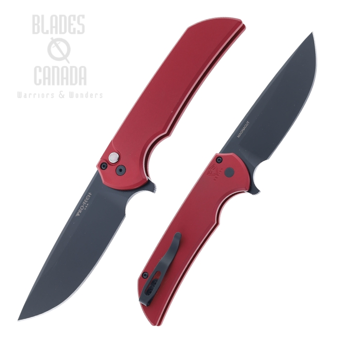(image for) Pro-Tech Mordax Flipper Button Lock Folding Knife, Limited Edition, MagnaCut Black, Aluminum Red, MX103-LTD Red