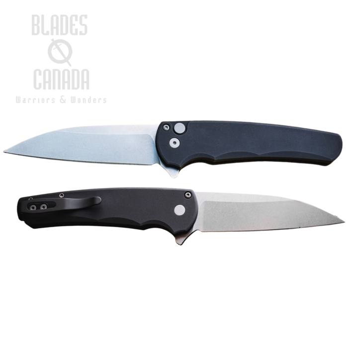 Pro-Tech Malibu Flipper Button Lock Folding Knife, MagnaCut Stonewash, Aluminum Black, 5301