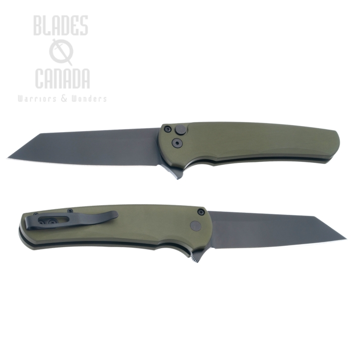 (image for) Pro-Tech Malibu Flipper Button Lock Folding Knife, MagnaCut Black, Aluminum Green, 5403-Green