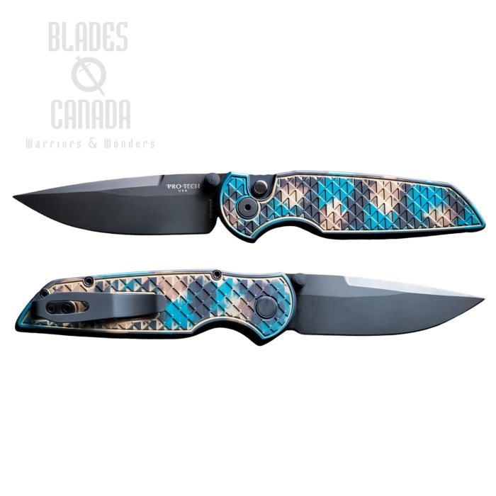 (image for) Pro-Tech TR-3 Integrity Button Lock Folding Knife, CPM MagnaCut Black, Aluminum Shipwreck, INT1106-SHIPWRECK