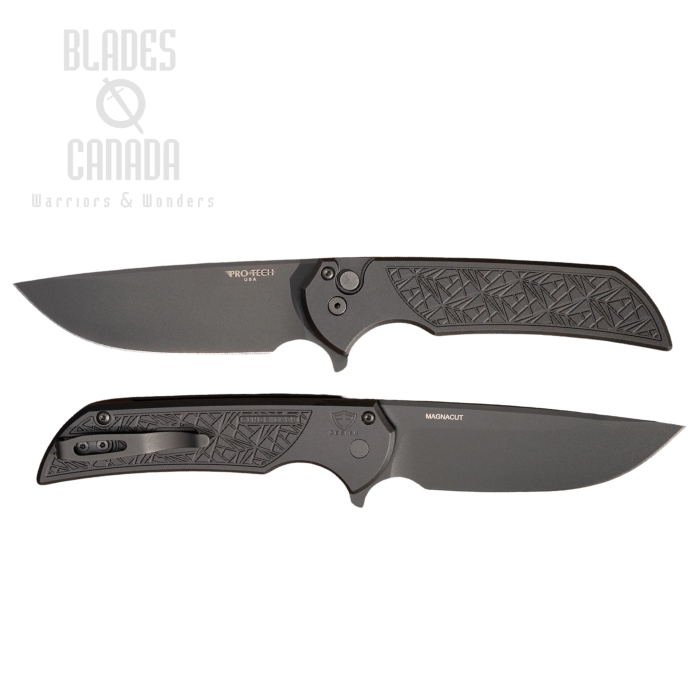 Pro-Tech Mordax Flipper Button Lock Knife, MagnaCut Black, Aluminum Nexus Black, MX106-NEXUS