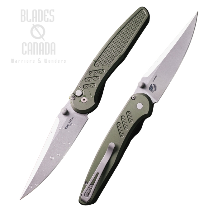 Pro-Tech Avalon Button Lock Folding Knife, MagnaCut SW, Aluminum Green, PN1101-Green (image for) Pro-Tech Avalon Button Lock Folding Knife, MagnaCut SW, Aluminum Green, PN1101-Green