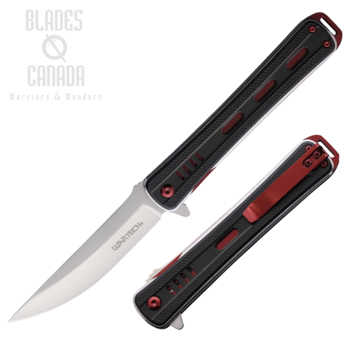 Flipper Folding Knife, Assisted Opening, Stainless Satin, Aluminum Black w/Red Liners, M4614