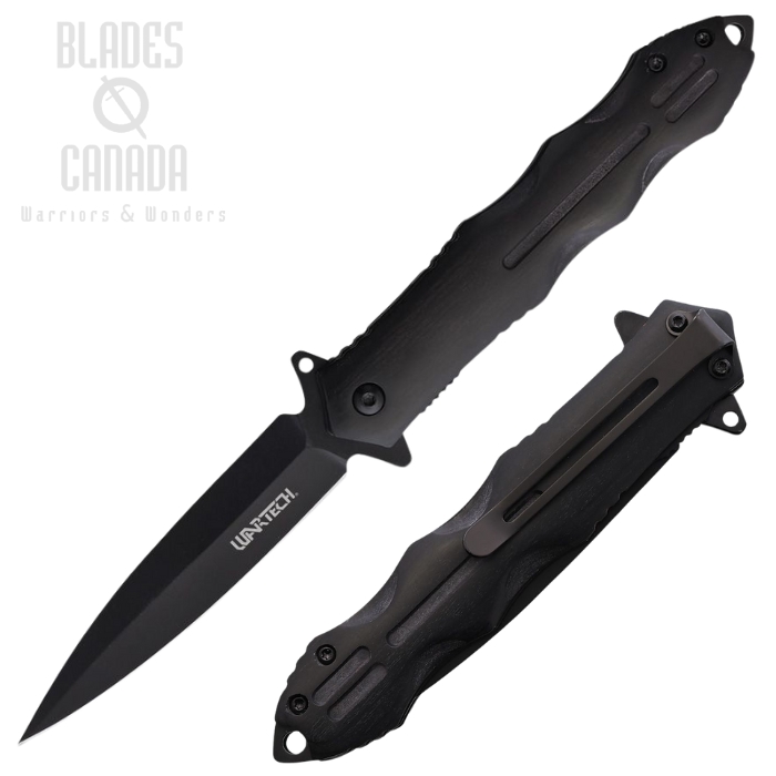 Flipper Folding Knife, Assisted Opening, Stainless Black, Wood Black, M4618