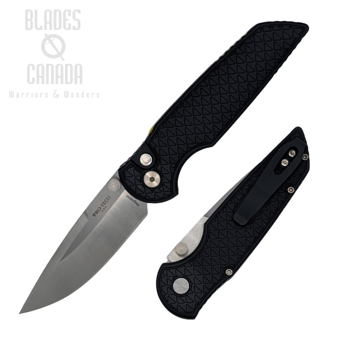 Pro-Tech TR-3 Integrity Button Lock Folding Knife, MagnaCut Satin, Aluminum Milled Black, INT1105-LTD