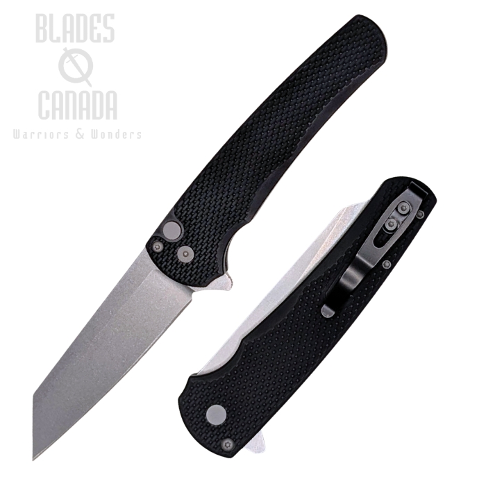 Pro-Tech Malibu Flipper Button Lock Knife, MagnaCut Stonewash, Aluminum Black Textured, 5405