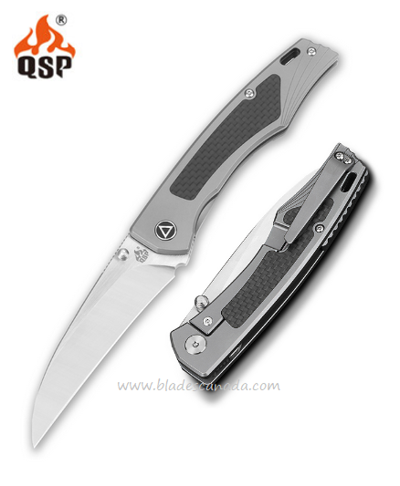 QSP Songbird Framelock Folding Knife, CPM S35VN, Titanium/Carbon Fiber, QS115-B