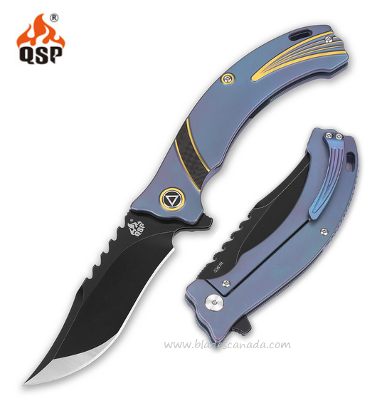 QSP Kylin Flipper Framelock Knife, CPM S35VN, Titanium/Carbon Fiber, QS119-B