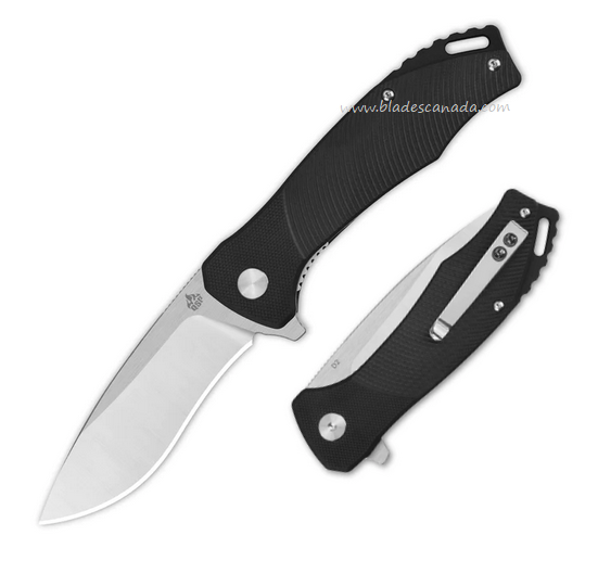 QSP Raven Flipper Folding Knife, D2 Satin, G10 Black, QS122-C1