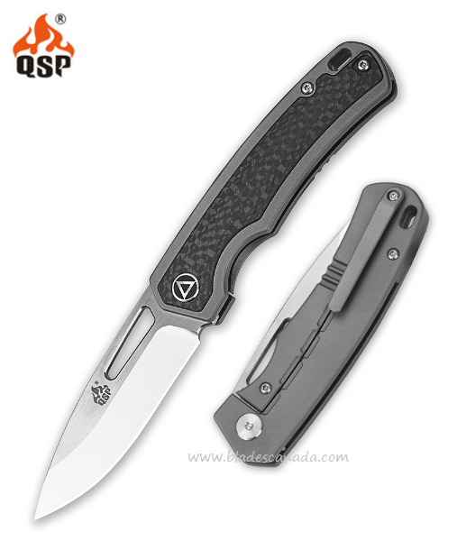 QSP Puffin Framelock Folding Knife, CPM S35VN, Titanium/Carbon Fiber, QS127-B