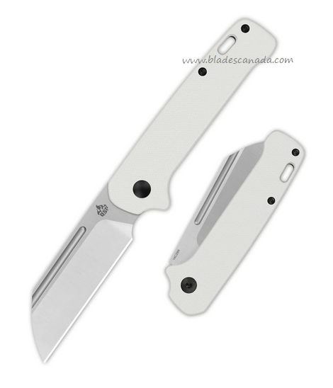 QSP Penguin Slipjoint Folding Knife, 14C28N Satin, G10 White w/Black Liner, QS130SJ-A