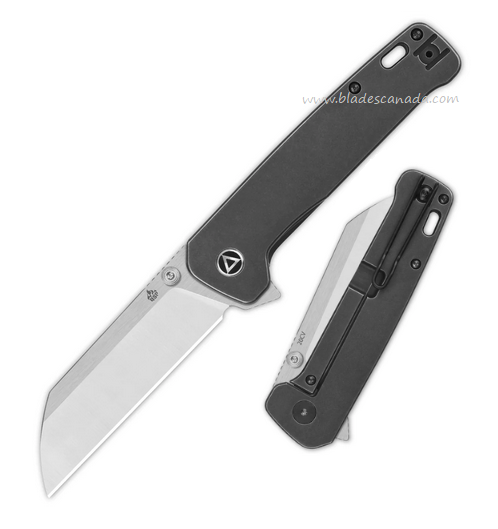 QSP Penguin Plus Flipper Framelock Knife, 20CV Satin, Titanium Black SW, QS130XL-C2
