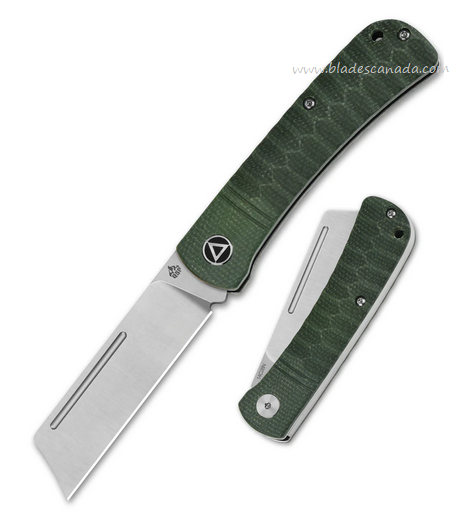 QSP Hedgehog Slipjoint Folding Knife, 14C28N Satin, Micarta Green, QS142-A
