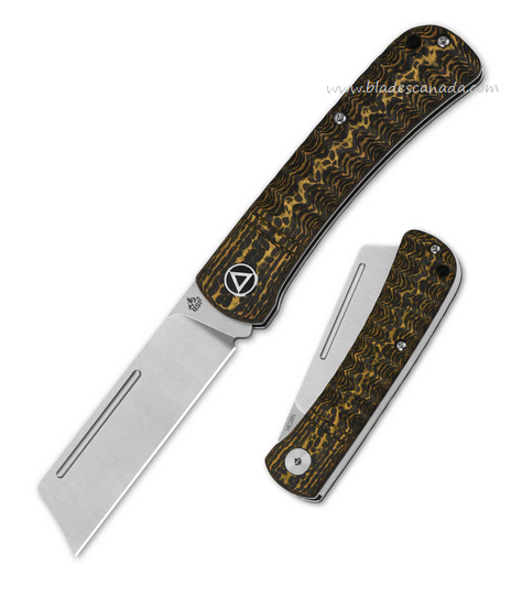 QSP Hedgehog Slipjoint Folding Knife, 14C28N Satin, Golden Carbon Fiber, QS142-C