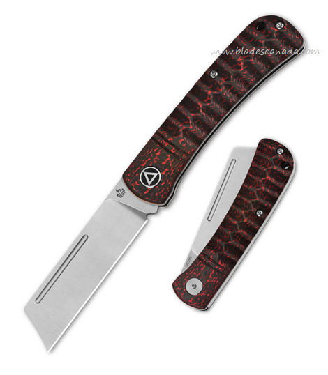 QSP Hedgehog Slipjoint Folding Knife, 14C28N Satin, Carbon Fiber Red, QS142-D