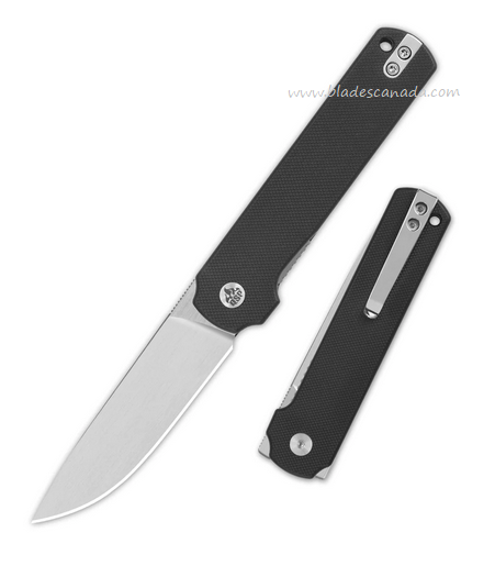 QSP Lark Flipper Folding Knife, 14C28N Satin, G10 Black, QS144-A