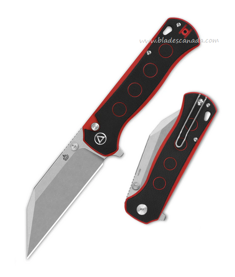 QSP Swordfish Button Lock Folding Knife, 14C28N SW, G10 Black/Red, QS149-A1