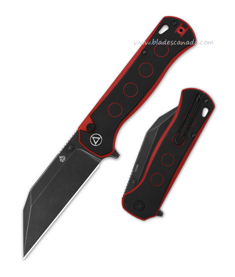 QSP Swordfish Button Lock Folding Knife, 14C28N Black SW, G10 Black/Red, QS149-A2