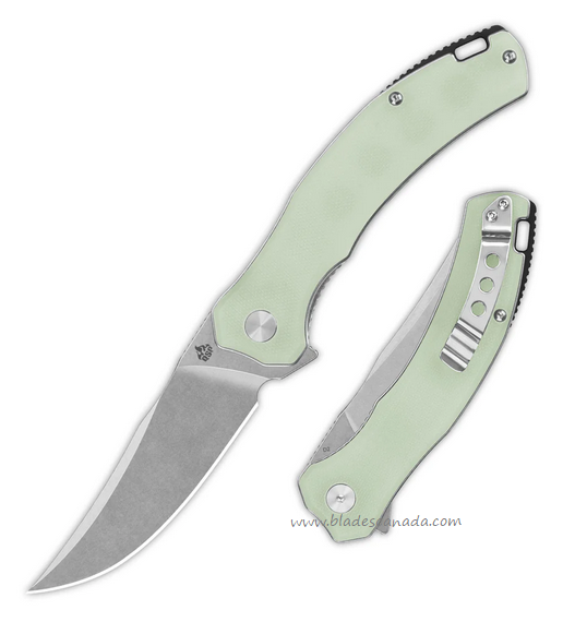 QSP Walrus Flipper Folding Knife, D2 Stonewash, G10 Jade, QS151-A1