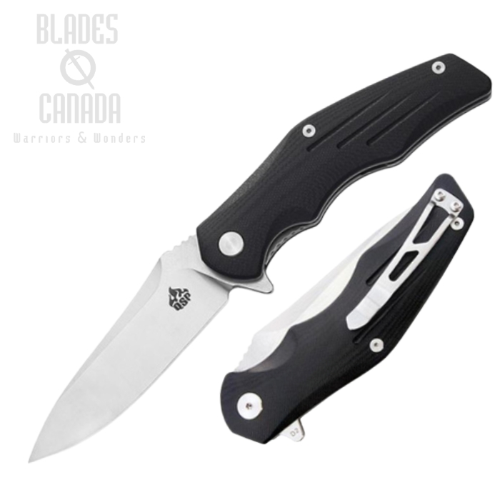 QSP Pangolin Flipper Folding Knife, D2 Steel, G10 Black, QS105-A