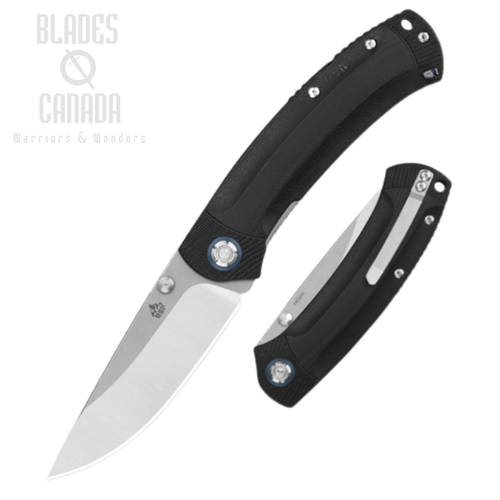 QSP Copperhead Folding Knife, 14C28N Satin/Stonewash, G10 Black, QS109-A1