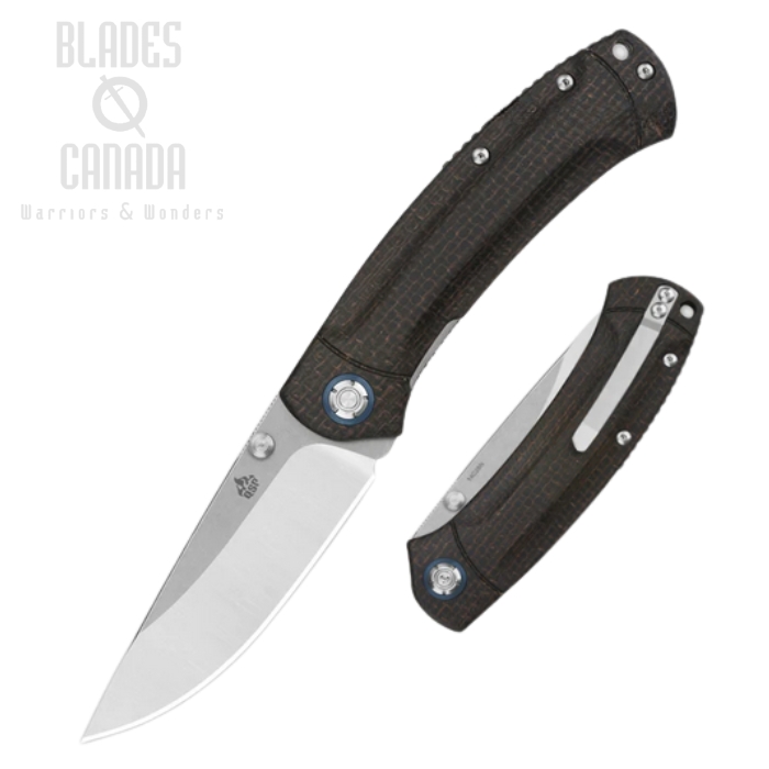QSP Copperhead Folding Knife, 14C28N Satin/Stonewash, Micarta Dark Brown, QS109-C1