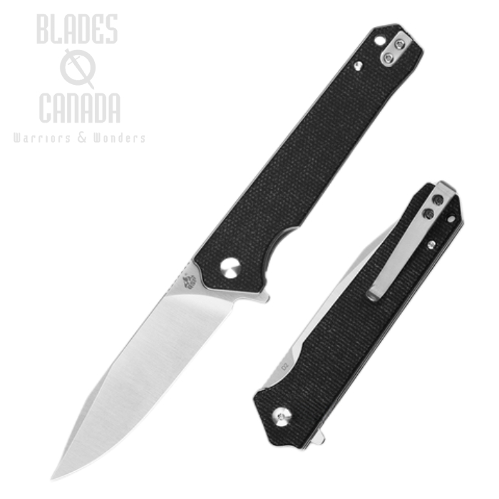 QSP Mamba V2 Flipper Folding Knife, D2 Satin, Micarta Black, QS111-G1